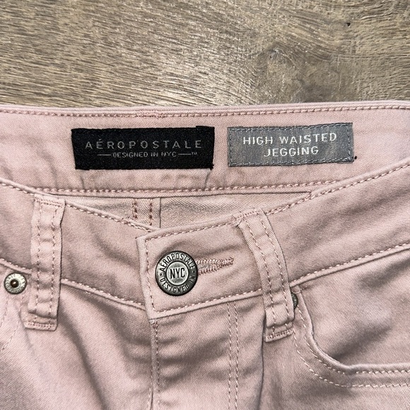 Aeropostale super soft high waisted jeggings in faded pinkish khaki - Picture 2 of 5